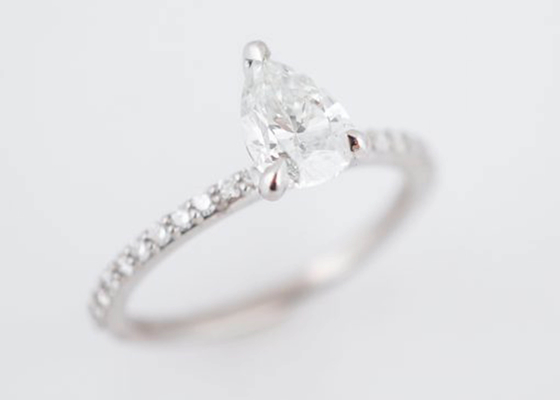 La vraie poire de Diamond Jewellery Ring 1.33ct d'or blanc a coupé la picoseconde 6×8mm pour l'engagement