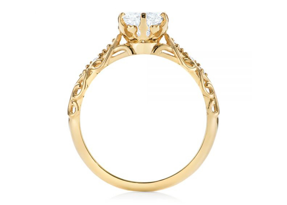 vrai OEM de taille de Diamond Jewellery Ring Vintage Style 6.5mm de l'or 14K jaune