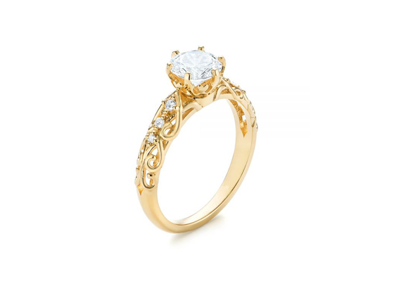 vrai OEM de taille de Diamond Jewellery Ring Vintage Style 6.5mm de l'or 14K jaune