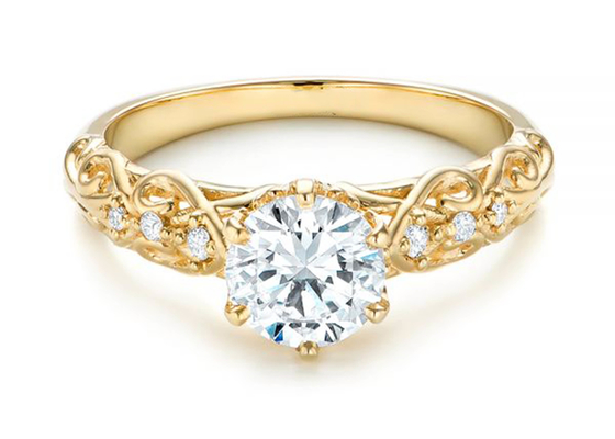 vrai OEM de taille de Diamond Jewellery Ring Vintage Style 6.5mm de l'or 14K jaune