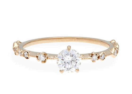 ODM de Diamond Jewellery Ring 14K 18K Rose Gold Material de taille de 4mm vrai