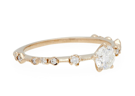 ODM de Diamond Jewellery Ring 14K 18K Rose Gold Material de taille de 4mm vrai