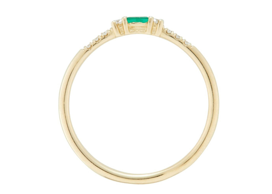 la baguette de 4×6mm a coupé Emerald Ring, 14k l'or jaune Emerald Ring Fashion Style