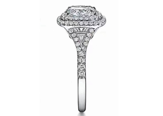 Halo de coupe de coussin d'OEM épousant Ring Set avec le diamant de 66pcs 1.2ct