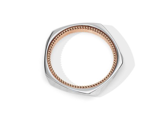 Deux rotatifs Tone Gold Wedding Rings, ODM d'OEM géométrique de bagues de fiançailles de 2.5MM
