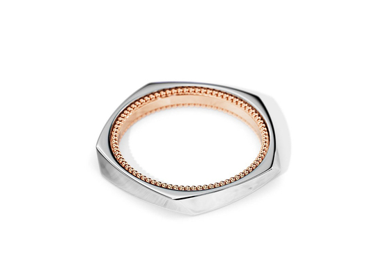 Deux rotatifs Tone Gold Wedding Rings, ODM d'OEM géométrique de bagues de fiançailles de 2.5MM