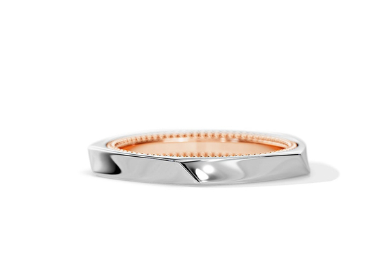 Deux rotatifs Tone Gold Wedding Rings, ODM d'OEM géométrique de bagues de fiançailles de 2.5MM