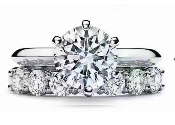 engagement Ring Setting d'or blanc de la coupe 18k de série de 5mm avec l'ODM des diamants 8pcs
