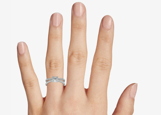 fiançailles de promesse de 0.1ct RD3.0MM et poids de Ring Set 3.21g de mariage