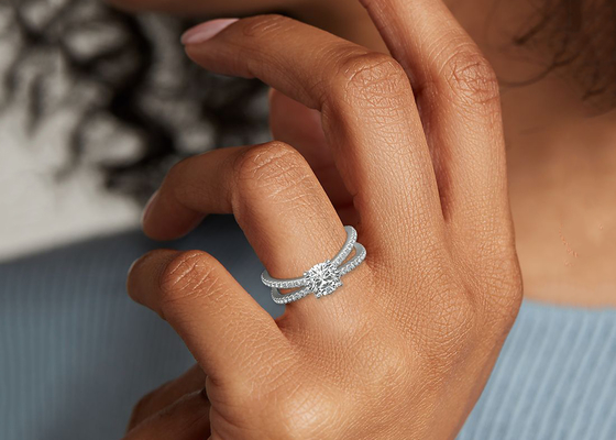 fiançailles de promesse de 0.1ct RD3.0MM et poids de Ring Set 3.21g de mariage
