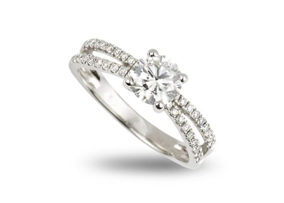 0.1ct poids de la coupe de rond de bijoux d'or massif du diamant 14K 3.21g pour l'engagement