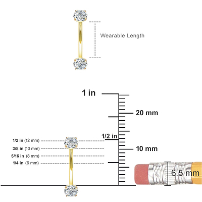 dimension de l'anneau 10mm 8mm de 16g Diamond Gold Body Piercing Jewelry pour le nombril