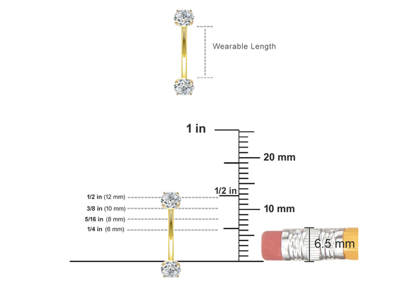 dimension de l'anneau 10mm 8mm de 16g Diamond Gold Body Piercing Jewelry pour le nombril