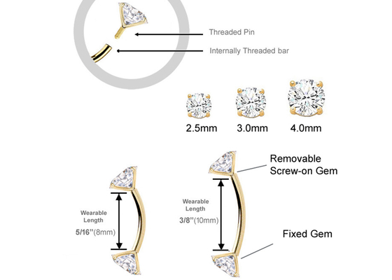dimension de l'anneau 10mm 8mm de 16g Diamond Gold Body Piercing Jewelry pour le nombril