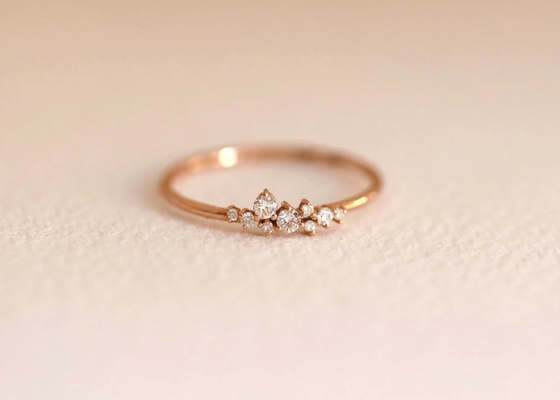 Vrai Diamond Jewellery Ring Brilliant Cut ODM solide de 14K pour l'anniversaire