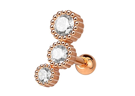 Boucles d'oreille perçantes de bijoux de corps stérile d'or pour l'ODM du diamètre 3×3mm de tragus de cartilage