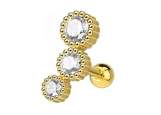 Boucles d'oreille perçantes de bijoux de corps stérile d'or pour l'ODM du diamètre 3×3mm de tragus de cartilage