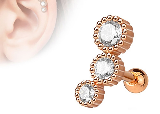 Boucles d'oreille perçantes de bijoux de corps stérile d'or pour l'ODM du diamètre 3×3mm de tragus de cartilage