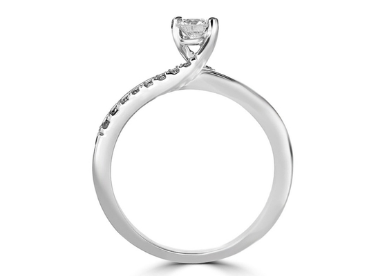 Fourche plaçant la coupe ronde Diamond Ring, 0.46ct 5mm Diamond Solid Gold Ring