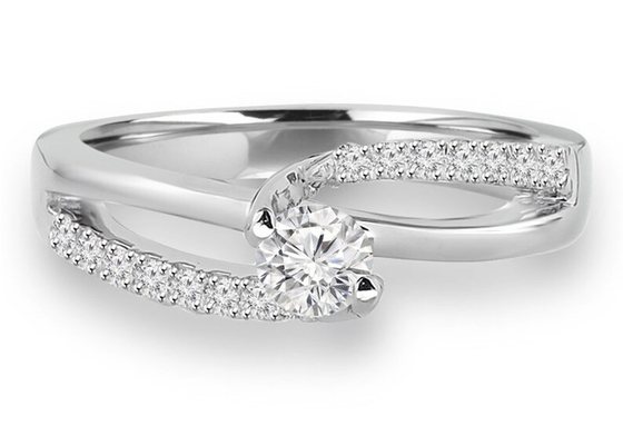 Fourche plaçant la coupe ronde Diamond Ring, 0.46ct 5mm Diamond Solid Gold Ring
