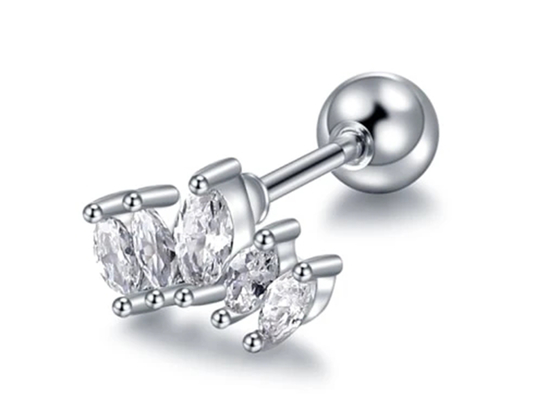 longueur perçante des boucles d'oreille 6mm de bijoux de corps d'or de forme de la couronne 16g avec le diamant de Mq