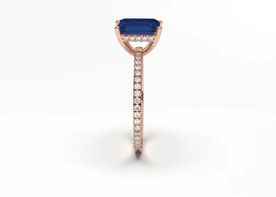 Taille bleue de Sapphire Real Diamond Jewellery Ring Emerald Cut 8×6mm