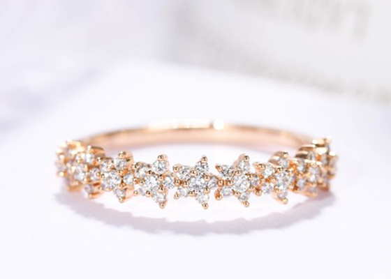 étoile Diamond Ring, engagement Ring For Women Girl de l'or 0.54ct de l'or 18k de 1.3mm