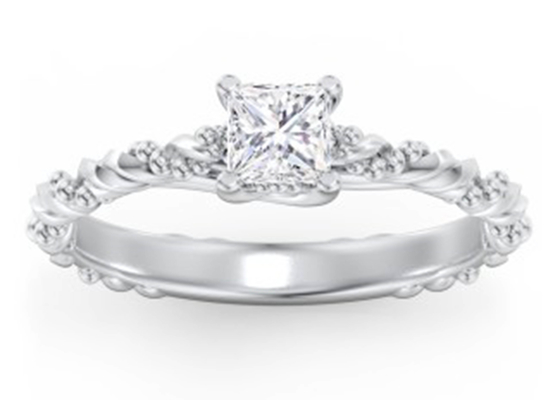 OEM de taille du style 6×6mm de princesse Cut Real Diamond Jewellery Ring Twisted Rope