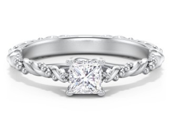 OEM de taille du style 6×6mm de princesse Cut Real Diamond Jewellery Ring Twisted Rope