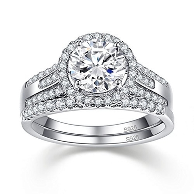 anneau d'or blanc de 18K 14K 10k, Diamond Wedding Ring Sets des femmes de 1.8CT 8mm