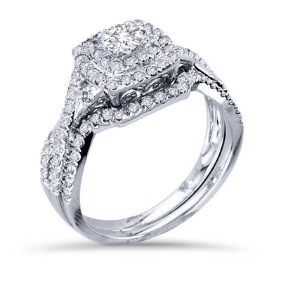 ODM de couleur d'or blanc de 43PCS 0.43ct Diamond Engagement Wedding Rings 18K