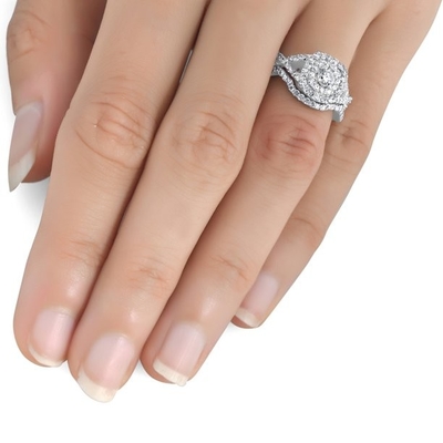 ODM de couleur d'or blanc de 43PCS 0.43ct Diamond Engagement Wedding Rings 18K