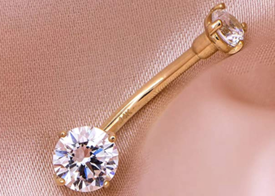 main perçante de griffe de Ring Dia 8mm de nombril de bijoux de corps de l'or 14g plaçant le type