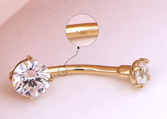 main perçante de griffe de Ring Dia 8mm de nombril de bijoux de corps de l'or 14g plaçant le type