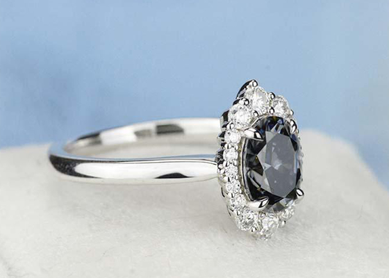 3 taille de la couleur 8×10MM de Moissanite développée par laboratoire ovale Ring Dark Grey de carat
