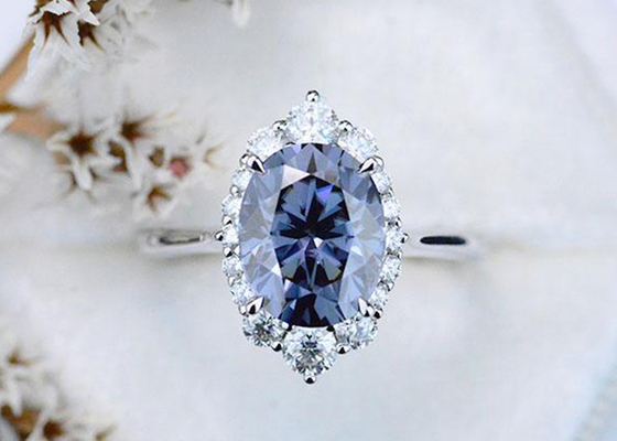 3 taille de la couleur 8×10MM de Moissanite développée par laboratoire ovale Ring Dark Grey de carat