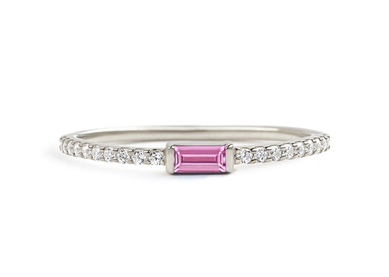 Largeur mince de l'anneau d'or du diamant 9K 0.20ct 2.5MM pour la fourche d'engagement plaçant le type