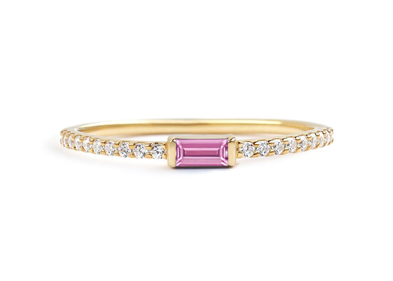 Largeur mince de l'anneau d'or du diamant 9K 0.20ct 2.5MM pour la fourche d'engagement plaçant le type
