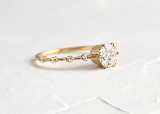 1.0ct Moissanite Diamond Rings, ODM coupé rond des bagues de fiançailles 6.5MM