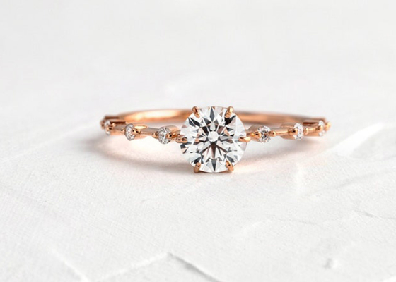 1.0ct Moissanite Diamond Rings, ODM coupé rond des bagues de fiançailles 6.5MM