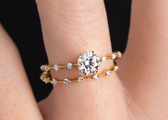 1.0ct Moissanite Diamond Rings, ODM coupé rond des bagues de fiançailles 6.5MM