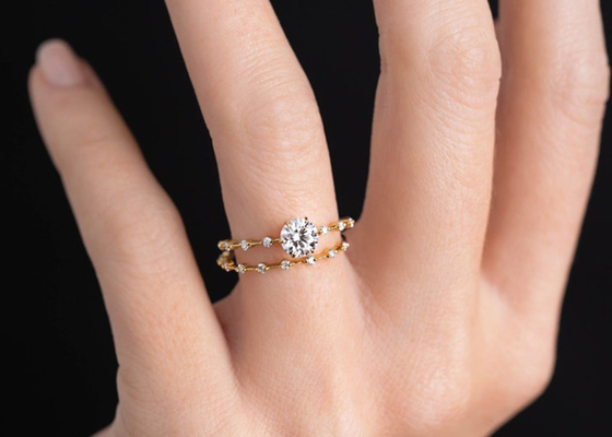 1.0ct Moissanite Diamond Rings, ODM coupé rond des bagues de fiançailles 6.5MM