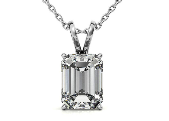 encadrement du diamètre 7×5mm de colliers d'or de 1.05ct Emerald Cut 14k plaçant le type