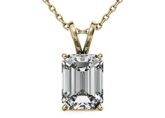 encadrement du diamètre 7×5mm de colliers d'or de 1.05ct Emerald Cut 14k plaçant le type