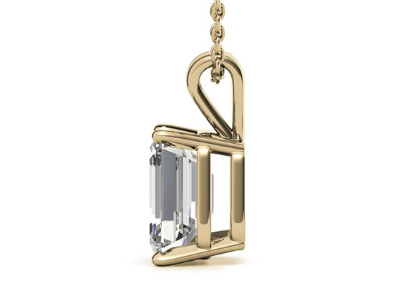 encadrement du diamètre 7×5mm de colliers d'or de 1.05ct Emerald Cut 14k plaçant le type