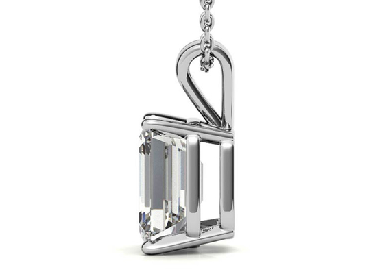 encadrement du diamètre 7×5mm de colliers d'or de 1.05ct Emerald Cut 14k plaçant le type