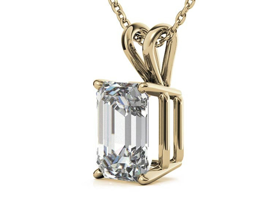 encadrement du diamètre 7×5mm de colliers d'or de 1.05ct Emerald Cut 14k plaçant le type