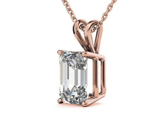 encadrement du diamètre 7×5mm de colliers d'or de 1.05ct Emerald Cut 14k plaçant le type