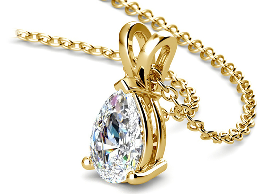 Colliers d'or de la coupe 0.84ct 14k de poire avec le pendant de cru de 8×5mm