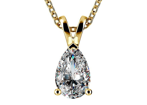 Colliers d'or de la coupe 0.84ct 14k de poire avec le pendant de cru de 8×5mm
